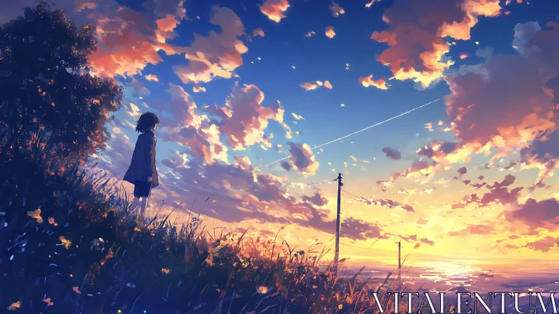 Quiet hilltop sunset with a sky full of wandering dreams.