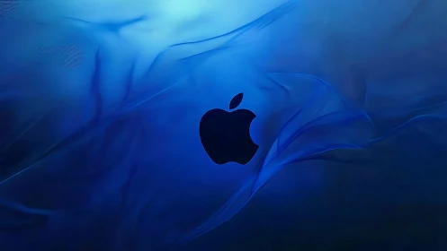 Apple Logo on Blue Abstract Background