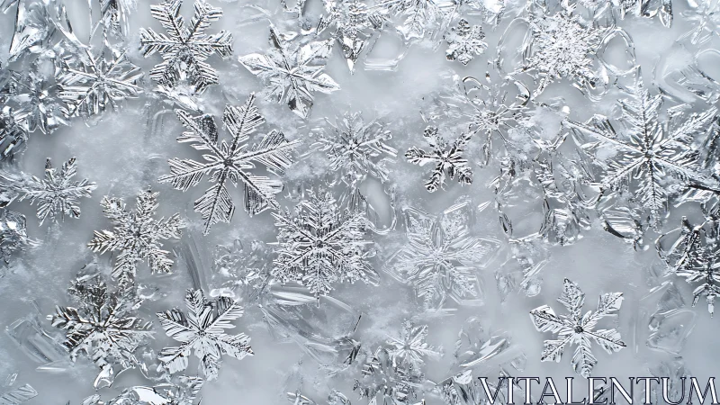 Glistening Snowflake Constellations On A Glassy Winter Canvas.