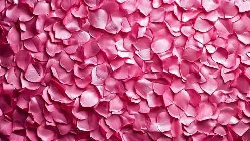 Pink rose petals arranged in dense layered composition showing depth variation