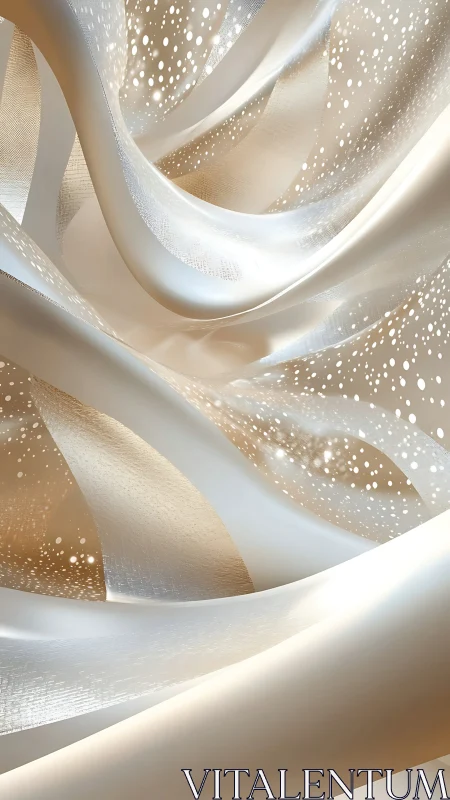 Curved metallic ribbons with dotted translucent overlays.
