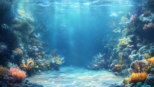 Sunlit coral cove where quiet ocean daydreams unfold.