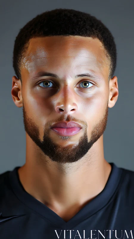 Intense male athlete portrait under studio lighting.