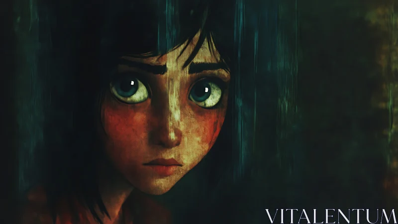 Wide eyed girl in the shadows, quietly searching for comfort.