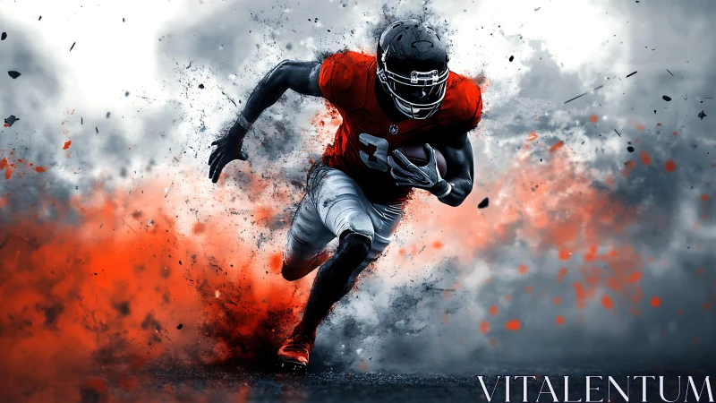 Blazing gridiron comet rips forward through erupting color storm