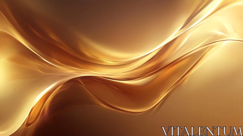 Golden Abstract Waves with Smooth Flowing Lines in 3D Style.