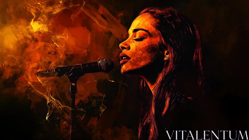 Side profile digital illustration of singer at microphone.