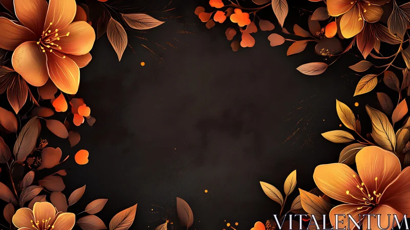 Golden Blooms Ignite: Luminous Florals Dance Across Twilight Canvas