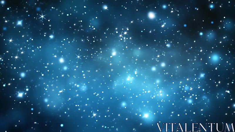 Starry blue dreamscape with twinkling cosmic fireflies.