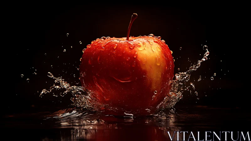 Red apple splash captured in dramatic studio lighting.