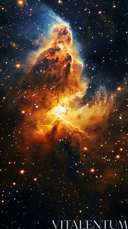 Nebular gas column structure occupies central star field region