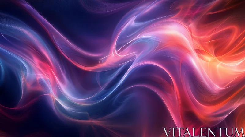 Neon light waves flow across deep cosmic gradient field.