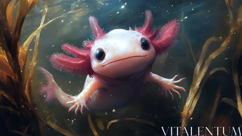 Semi-realistic axolotl rendered with soft subsurface scattering