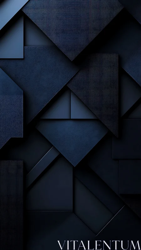 Layered dark geometric panels with textured surfaces, vertical.
