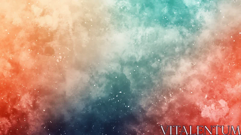 Multicolor gradient nebula texture with scattered particles.