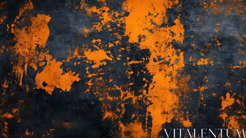 Burnt orange splatter texture over dark concrete wall