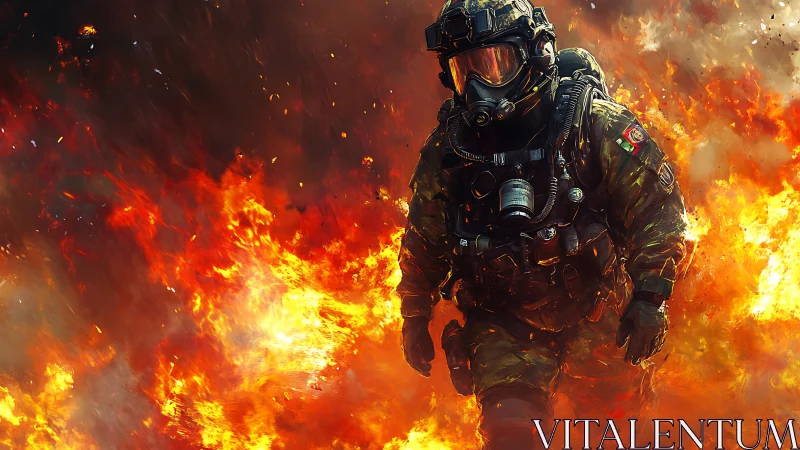 Tactical Operator Navigates Inferno: High-Heat Combat Scenario.