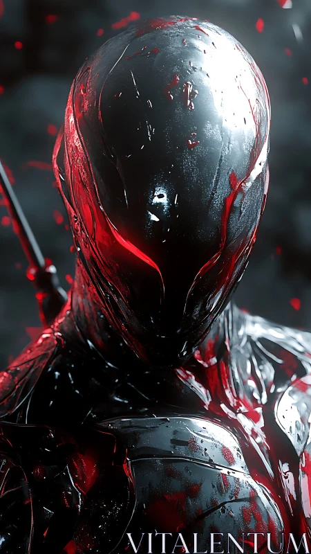 Cybernetic assassin portrait in high-gloss photorealistic armor.