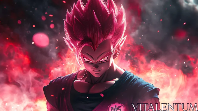 Hyper-detailed red aura warrior rendered with volumetric lighting