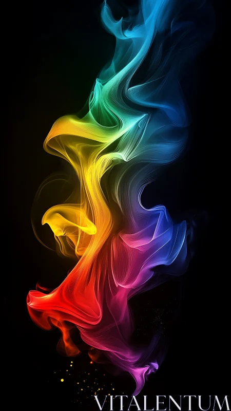 Multicolored volumetric light trails forming spectral smoke column