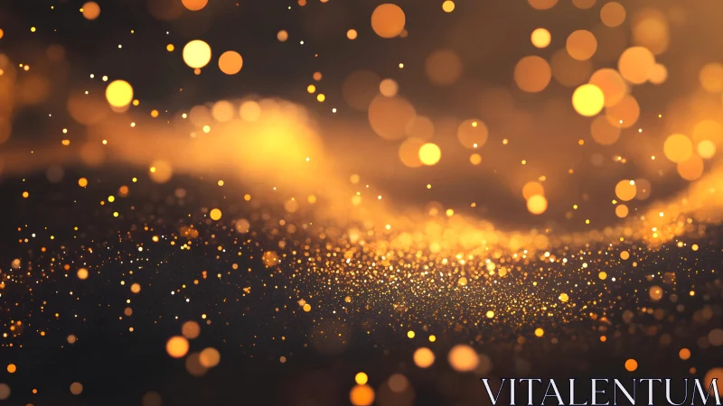 Golden glowing bokeh lights in abstract festive background style.