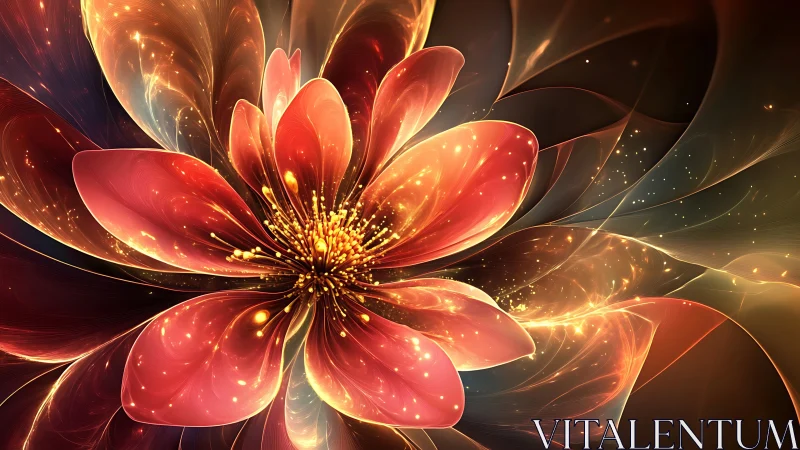 Digital painting of luminous fractal flower structure bloom.