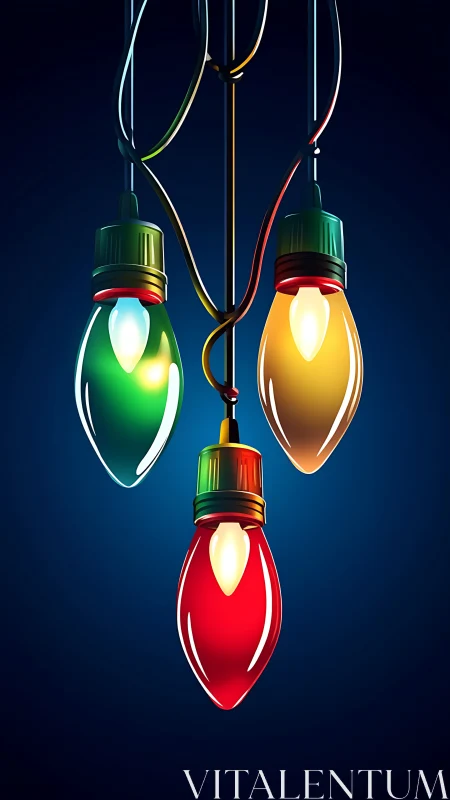 Tri-color pendant bulbs with glossy enamel surfaces on dark field