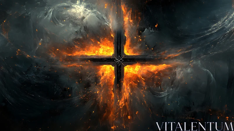 Celestial Cross Ablaze in Cosmic Fire.
