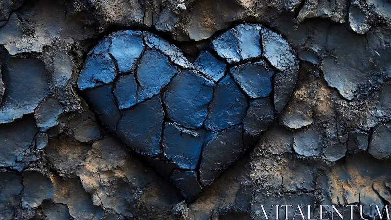 A Heart of Blue Shines Through Weathered Stone