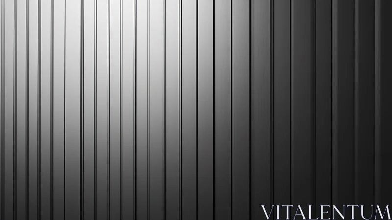 Brushed metal wall with vertical fluted panels and gradients
