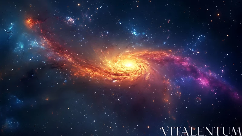 Spiraling stellar nebula arcing across deep cosmic void.