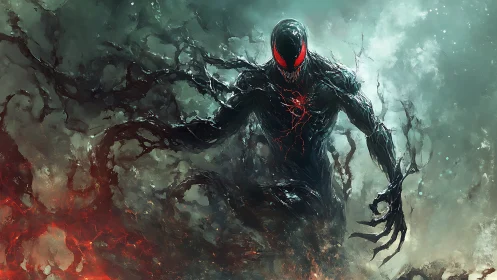 Symbiotic humanoid emerges through toxic nebular haze