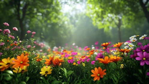 Chromatic Garden Symphony: Where Petals Waltz with Sunlight.