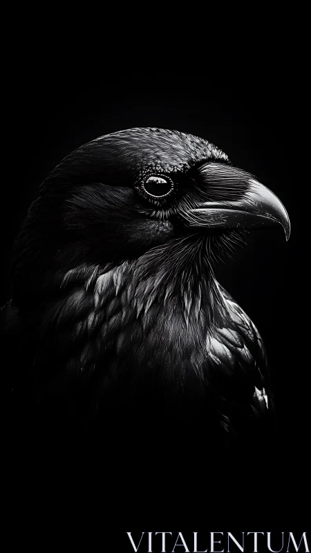 Midnight raven in sculpted light, carved from quiet shadow.