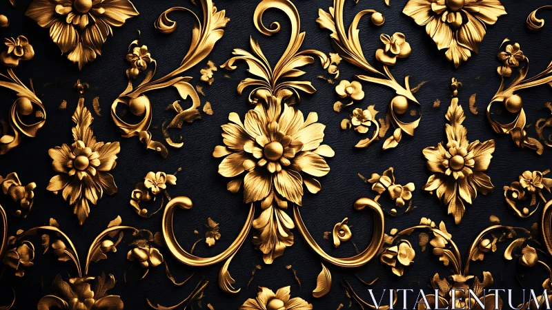 Gold ornamental floral motifs form a repeating surface pattern