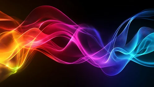 Glowing rainbow waves dancing across a deep night sky.