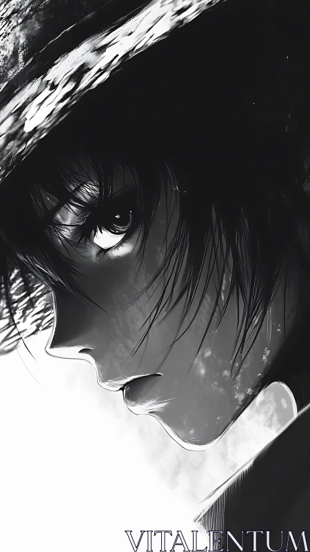 Monochrome anime profile with dramatic rim lighting study.