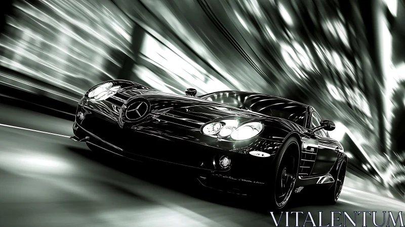 Midnight chrome rocket slicing neon tunnels of urban speed.