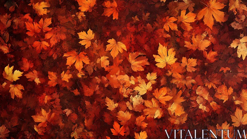 Autumn maple foliage rendered in dense, high-contrast digital painting