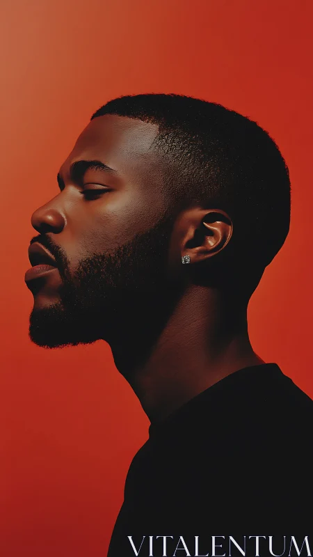 Serene profile silhouette bathed in molten ember light.