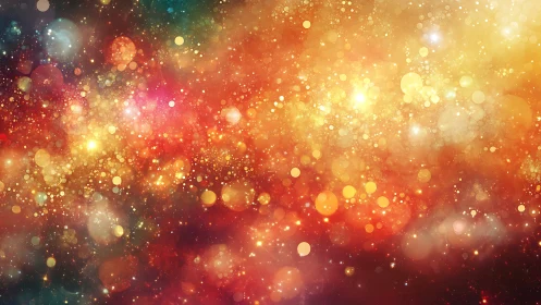 Warm abstract bokeh light field with scattered sparkles.