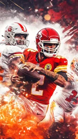 Kansas City quarterback collage with explosive energy style.