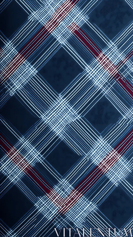 Digital tartan lattice with diagonal plaid line architecture.
