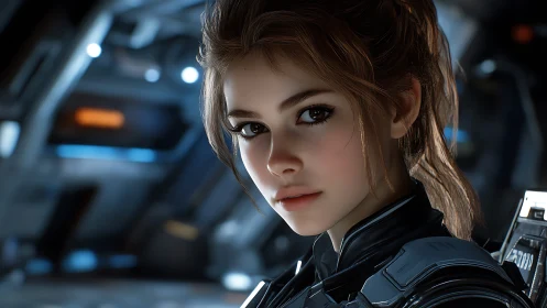 Cinematic starship officer rendered in high-detail 3D profile.