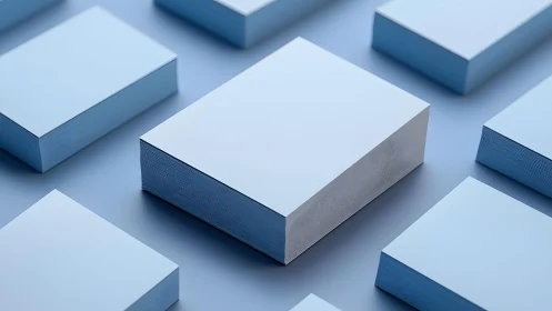 Modular stacks of blank paper in controlled blue lighting.