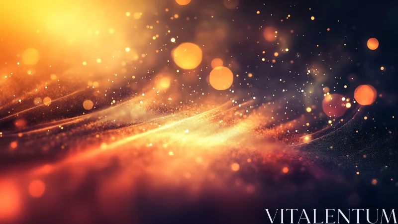 Radiant golden particles drifting across dark voids.