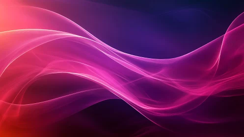 Luminous magenta light waves curve across deep violet space