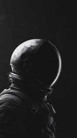 Lone astronaut drifts in silver starlight and quiet wonder.