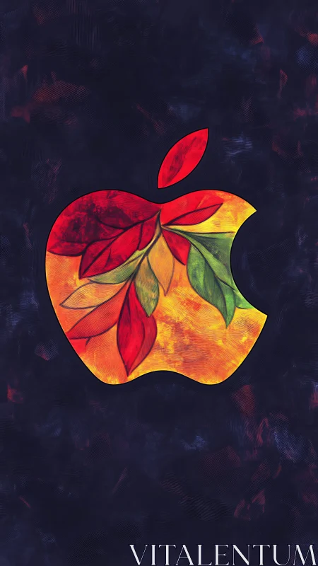 Leaf-lit fruit silhouette glows like a stained-glass ember