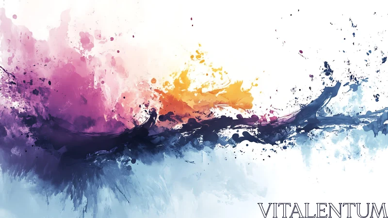 Vibrant Abstract Watercolor Splash in Dynamic Wave Motion.